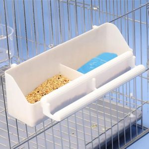 Autres fournitures d'oiseaux Oiseaux en plastique Eau Suspendue Bol Boîte Double Perroquet Abreuvoir Cage Tasse D'alimentation Blanc