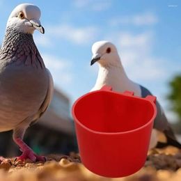 Otros suministros de aves jaula de plástico taza de alimentación tres ganchos colgantes tazones alimentador de agua plato de paloma de pollo