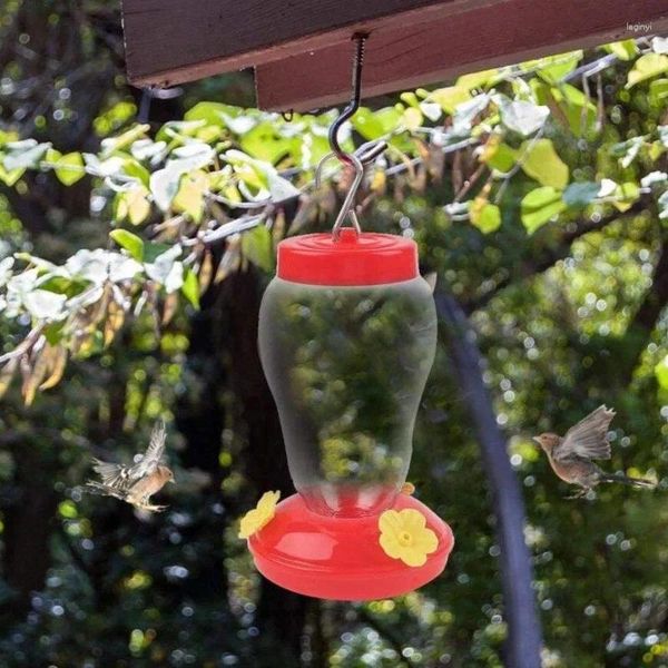 Autres fournitures d'oiseaux en plastique bouteille d'alimentation d'eau clair suspendu colibri pour jardin en plastique fleur crochet en fer animal de compagnie