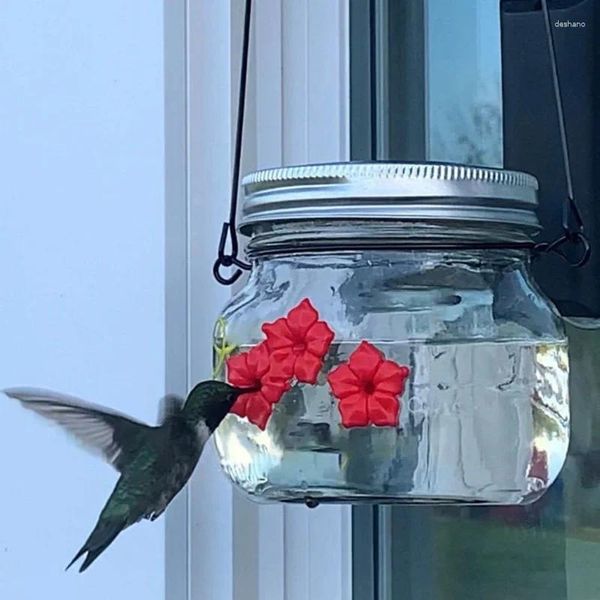 Otros suministros de aves plásticos alimentador de agua jarra colgante colgante de colibrí con tres puertos jardín cubierta de patio al aire libre mascota