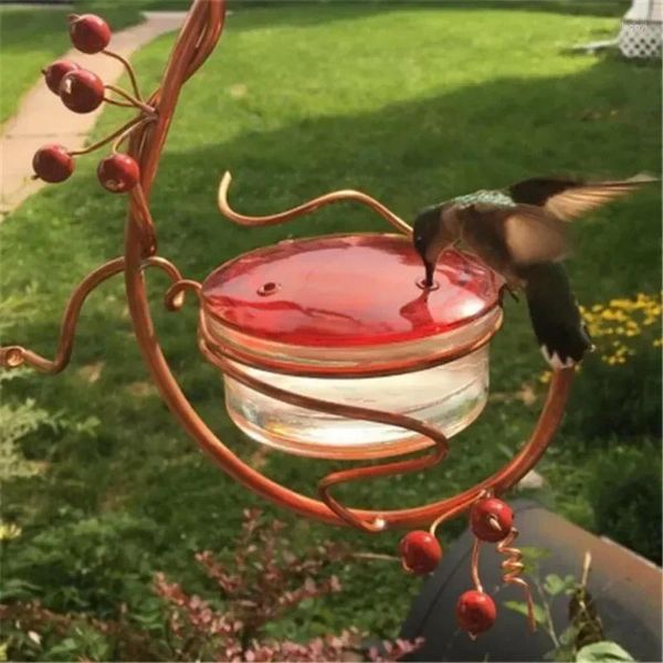 Otros suministros de pájaros mascota de agua de rama de disco rojo con comedero de metal de loro desmontable bebedor blanco bayas colgantes para colgar para