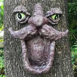 Andere vogelbenodigdheden hars Wild Feeder Tree Face met twee grote ogen grillige Hugger Sculpture voor Outdoor Garden Decoration JSYS