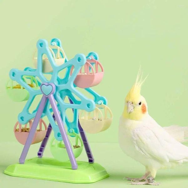 Autres fournitures d'oiseaux tournent les aliments pour le boyfoux Cacatoo Cage Feeder Wind Moulin Toy Toys Toys Parrot Ferris Wheel