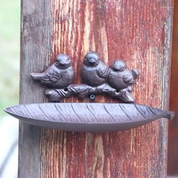 Autres fournitures d'oiseau Rustique Trois oiseaux Laissent une mangeoire en fonte en fonte et un plateau de rangement de table pour table pour la maison de jardin décoration extérieure