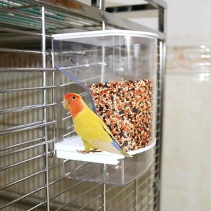 Andere vogelvoorraden semi-omringde voedercapaciteit transparant voor Cage Automatische voedselcontainer Papegarrot Cockatoo Canary Hanging
