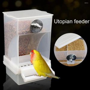 Autres fournitures pour oiseaux Mangeoire semi-fermée Anti-éclaboussures spacieuses pour petits oiseaux Pas de gâchis Automatique facile à utiliser avec transparent