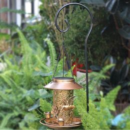Otros suministros para pájaros Alimentador solar para semillas a prueba de ardillas exteriores con 3 tazas de agua Linterna de jardín