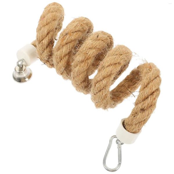 Autres fournitures d'oiseaux Spirale suspendue corde jouet élastique cordon perruche jouets pour cage raccords métalliques hamac