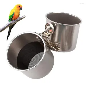 Andere vogels levert roestvrijstalen papegaaivoeders Cage Water Bowl Dubbelzijdig voedselvoeding Doos huisdierproduct voor kleine dierenvogels