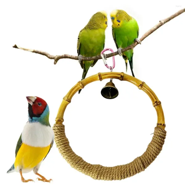 Autres fournitures d'oiseaux Swing Résistant aux morsures Jouets Résistant à l'usure Crisp Bell Bambou Cage à perroquets Jouant Jouet Formation à mâcher