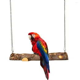 Autres fournitures d'oiseaux swing naturel en bois suspendu perroqueter les jouets de perruche intérieure