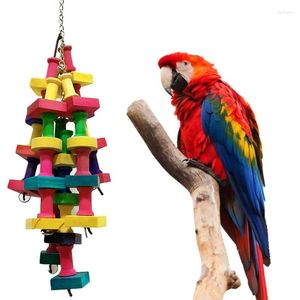 Autres fournitures d'oiseaux Swing Jouets Perroquet Bois Blocs Noeuds Déchirant Jouet Cage Bite Pour Aras Gris Africains Cacatoès