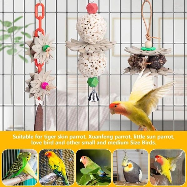 Autres fournitures d'oiseaux jouet suspendu à mâcher petite cage de perroquet herbe naturelle résistance aux morsures molaires Y5GB