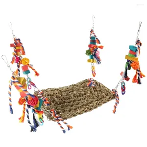 Autres fournitures d'oiseaux jouet jonc de mer à mâcher perruche corde tissée tapis suspendu cage net luffa lit perroquet maison de recherche de nourriture hamac jouets d'escalade