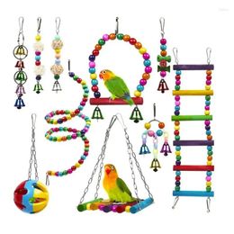 Autres fournitures d'oiseaux ensembles de jouets combinaison de perroquet rongeur l'échelle Takraw Ball Ring Color Bell 7/10 / 15pcs