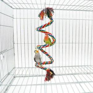 Autres fournitures d'oiseaux jouet spirale corde de coton barre à mâcher perroquet balançoire escalade jouets debout avec perroquets de cloche