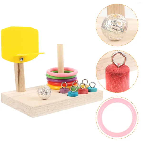 Autres fournitures d'oiseaux Toy Wood Parrot Cage en bois Playset Ferrule Ring Game mordant le jeu de jeu divertissement