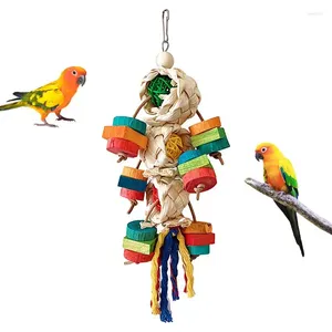 Autres fournitures d'oiseaux Jouets pour perroquets Bois naturel Cacatoès coloré Mâcher Multifonctionnel Décoratif Suspendu Conure Accessoires Oiseaux