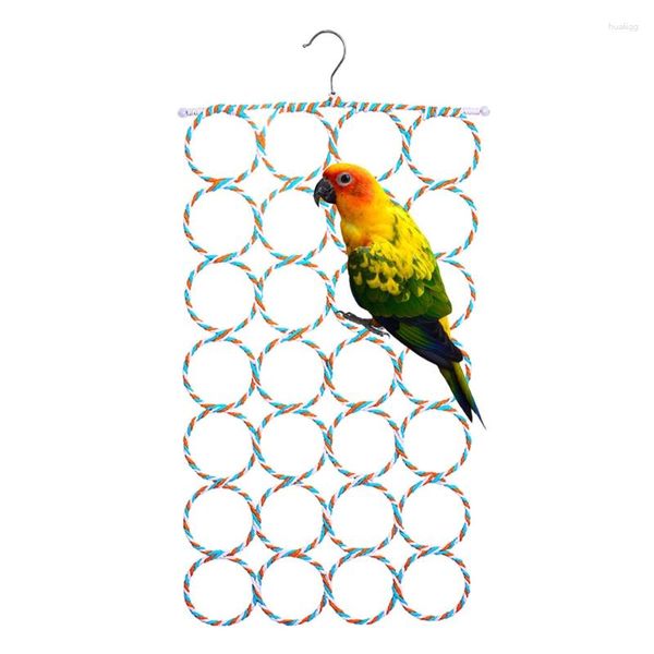 Otros suministros para pájaros Juguetes Colgando Loro Escalada Red Juguete Círculo Columpio Jaula Accesorios para periquitos Pequeños pájaros medianos Colores aleatorios
