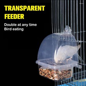Autres fournitures d'oiseau transparent en plastique transparent Boîte d'alimentation des graines de perroquet