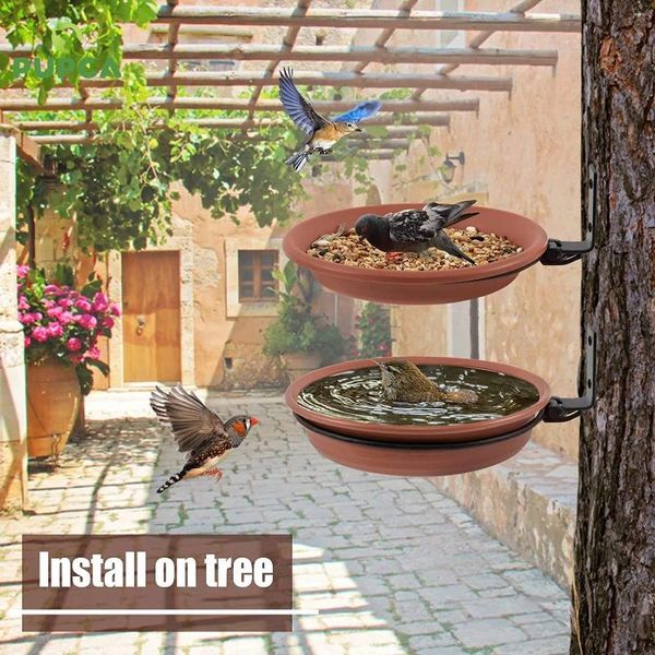 Otros suministros para pájaros Cuenco para colgar en la pared Baño montado en el árbol Spa Incluye 2 bandejas Anillos y tornillos de metal