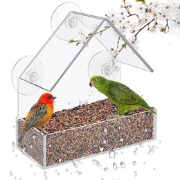 Autres alimentations de fenêtre de fournitures d'oiseau avec une forte tasserie claire en acrylique Wild Feeders House Hummingbird Outdoor Hanging Birdfeeders