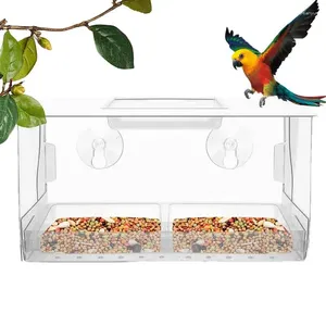 Otros comederos de ventanas de suministros de aves para ver resistentes a la intemperie con fuertes tazas de succión Decoración de jardín Alimentador de agua