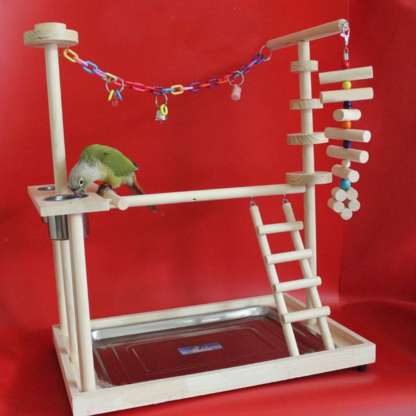 Autres fournitures pour oiseaux Bois Perroquet Aire de jeux Perche avec échelles Mangeoire Bite Jouets cadre Support Cage Suspension Pont HW037 221122