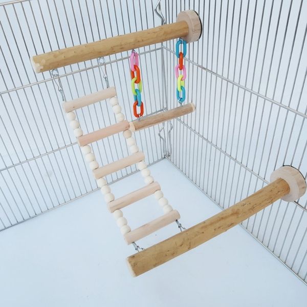 Otros suministros para pájaros Perca de madera Soporte para dormir Juguete Parrot Swing Escalera para escalar Masticar cuentas Jaula para pájaros Jugar gimnasios para periquito Cockatiel Lovebird 230909