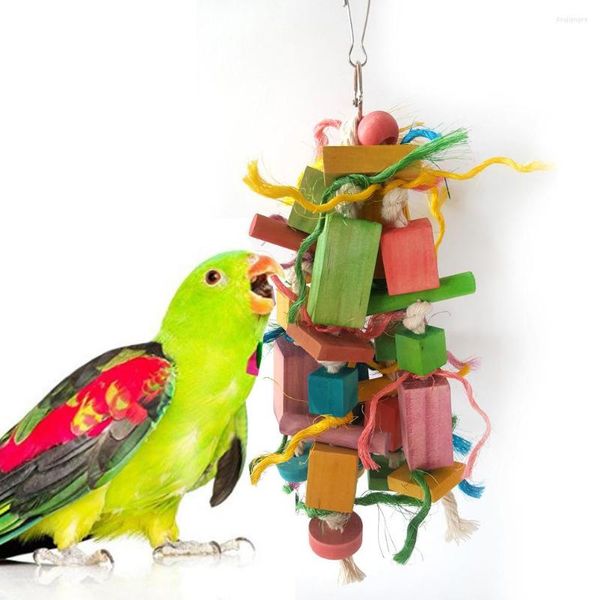 Autres fournitures pour oiseaux Jouets en bois Artisanat Jouet coloré non toxique respectueux de l'environnement Les petits et moyens perroquets avec des perles peuvent être mordus