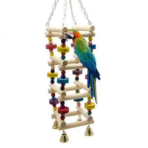 Andere vogelsbenodigdheden houten vogel papegaai swing ladder speelgoed hangende vogel kauwen klimst) baars met bel speeltuin kleurrijke bijtblokken speelgoed c42 221122