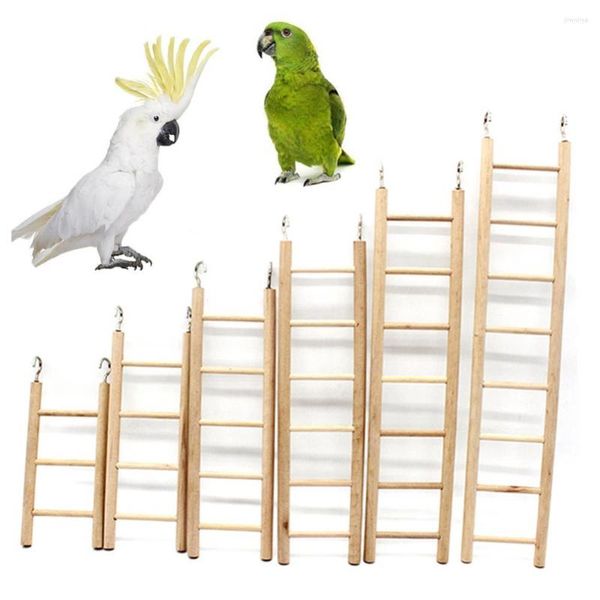 Otros suministros para pájaros Juguete colgante de madera 3/4/5/6/7/8 escalones Mascota Loro Escalada Escalera Jaula Masticar