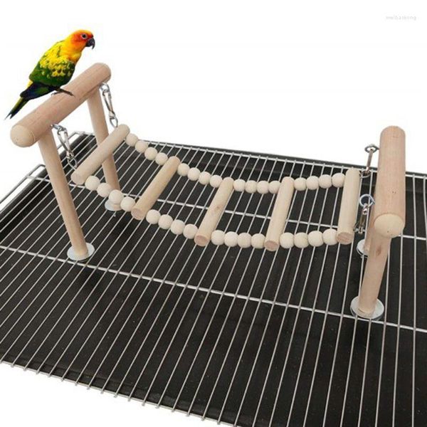 Otros suministros para pájaros Loro de madera Perchas Soporte Juguetes Columpio Escalada Escalera Juguete Periquito Cacatúa Agapornis Pinzones Parque infantil C42