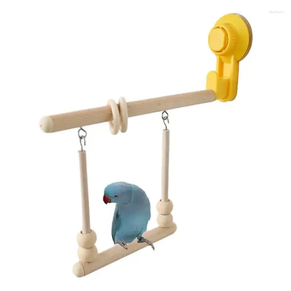 Otros suministros de aves Parrot Swing Nature Nature Stand Soporte de madera Juguete de pared de alimentación con poste aéreo