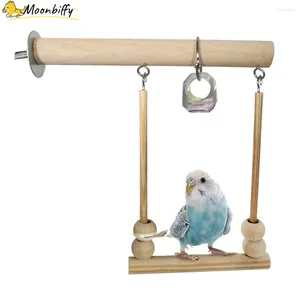 Autres fournitures d'oiseaux Jouets de balançoire en bois Parrot Perch Stand Playstand avec perles à mâcher Cage de couchage pour oiseaux de pivoine perruche