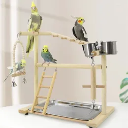 Autres fournitures d'oiseaux Jouets en bois Parrot Playground Plate-forme Perch Stand Exercice Playstand Échelle Funny Interactive Game Training Produits