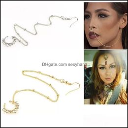 Andere body sieraden 1 pk klassieke c - gevormde valse neuring met kettingoorbellen Zet traditionele vrouw piercing voor dame drop levering 2021 vgq