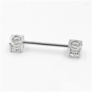 Andere body sieraden 925 Sterling Sier Nippel Ring vooraan gericht Dubbele CZ Bar Barbell 18G 14/16mm Drop Delivery Dh8fo