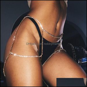 Andere body sieraden trendy Crystal Leg Chains sexy vrouwen Rhinestone Anklet Geometric Club Night Rock Chain Accessoires Drop levering 2021 P45