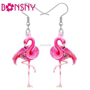 Autres boucles d'oreilles flamants roses en acrylique Bonsny Birds Birds Animaux Charmes Décorations pour femmes Cadeaux Friends Nouveauté Jewelry 240419