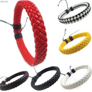 Autres bracelets 1pcs punk noir / marron / blanc / jaune bracelet en cuir tressé accessoires masculins homme bijoux noirs bracelets en cuir 240415