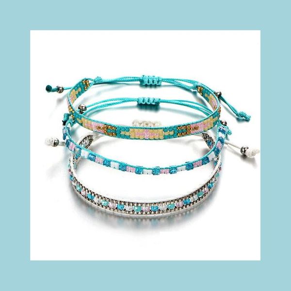 Autres bracelets Bohemian Handmade Woven Beads Bracelet Set Fashion Crystal Bracelets Bangle For Women Charm bijoux Gift Q51 Lulubaby DHQKP
