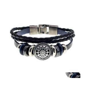 Andere armbanden armband vintage punkstijl mannen mtilayer zwart bruin lederen manchet gevlochten bangle cadeau drop levering sieraden dhiaw