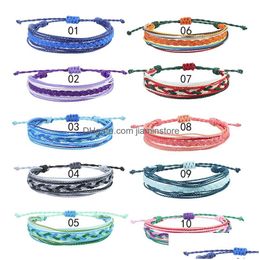 Autres bracelets Colorf Bohemian Woven Bracelet Mens and Womens Friendship Wax Fily Accessoires Adjustable Drop Drop Livrot Jewe Dhrpj