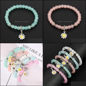 Autres Bracelets Mode Personnalisée Style Bohème Perles De Verre De Cristal De Couleur Fraîche Bracelet Marguerite Fleur Fille Drop Delivery Bijoux Ot9Yg