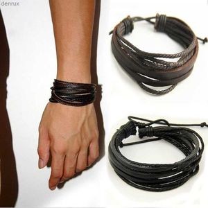 Autres bracelets Delysia King Leisure Fashion Fashion Mens Imprimé à la main Bracelet en cuir multicouche dentelle à la main