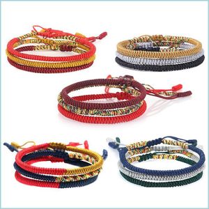 Autres bracelets Ethnique Tibétain Bouddhiste Bracelets Corde réglable Tissé À La Main Noeud Bracelet Pour Femmes Bijoux Q511Fz Drop Livraison 20 Dhstn