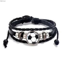 Autres bracelets Bijoux de mode européens et américains Fans de football perlé personnalisés Bracelet en cuir périphérique240415