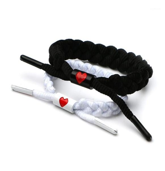 Autres bracelets Mode Rastaclat Shoelace Knit Couple Girlfriend Saint Valentin Cadeau Noir et Blanc Amour Compile Main Caténaire18283449