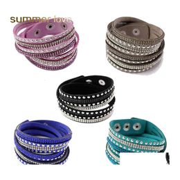 Autres Bracelets Mode Coréenne Pu Cuir Mti Couche Strass Cristal Colorf Wrap Bracelet Pour Femmes Hommes Bijoux Bracelets Drop Deliv Otuqy